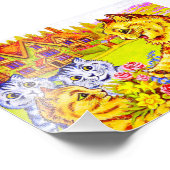 Impression Photo Famille de chats dans le jardin (Coin)