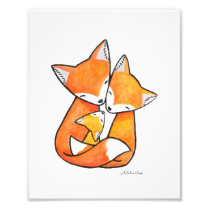 Impression Photo Famille Fox Red Fox Parents Enfant Woodland Nurser