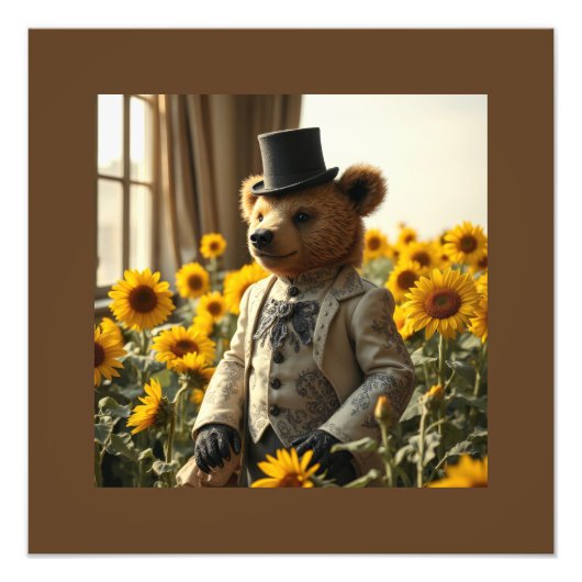 Impression Photo Fancy Teddy bear in the sunflowers (Devant)