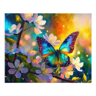 Impression Photo Fantaisie de Cerisier en Fleur Papillon au Lever d