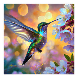 Impression Photo Fantaisie de fleurs de cerisier Colibri