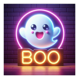 Impression Photo Fantôme d'Halloween Jaune BOO