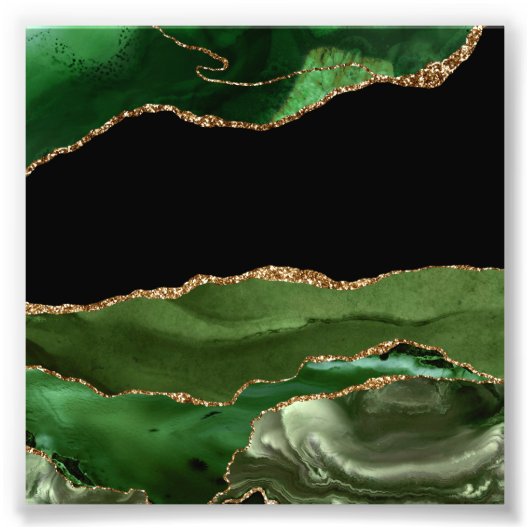 Impression Photo Faux Emerald Green Marbled Agate (Devant)