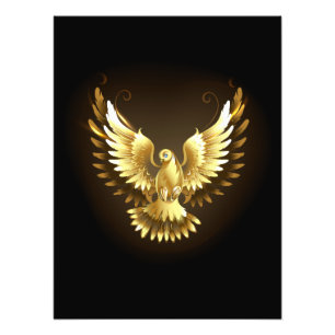 Impression Photo Faux Gold Foil Peace Dove en noir