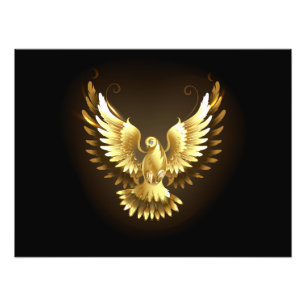 Impression Photo Faux Gold Foil Peace Dove en noir