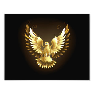 Impression Photo Faux Gold Foil Peace Dove en noir