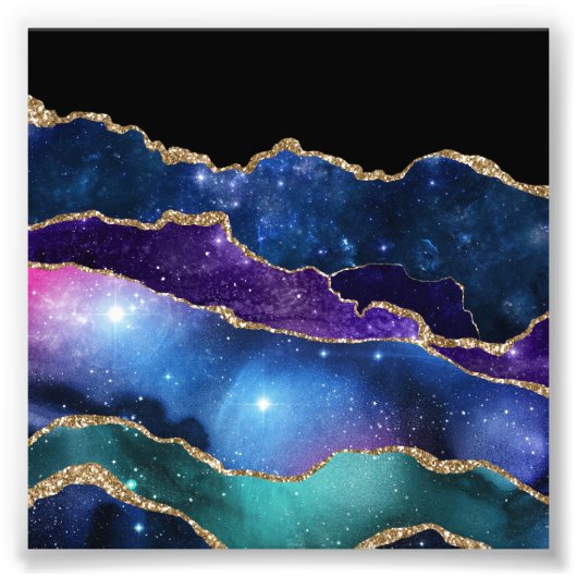 Impression Photo Faux Marbled Agate Stone Galaxy Sparkly Shining (Devant)