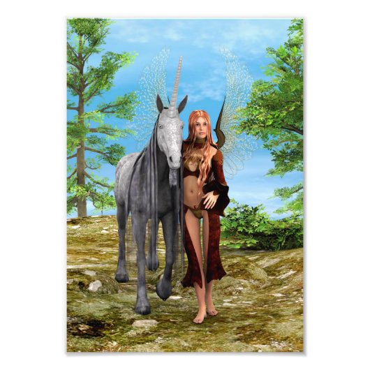 Impression Photo Fée avec licorne (Devant)