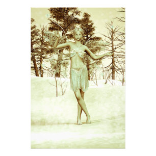 Impression Photo Fée de glace vintage dans le bois d'hiver