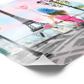 Impression Photo Femme À Paris Tour Eiffel (Coin)