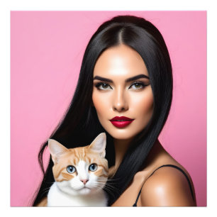 Impression Photo Femme artistique avec chat
