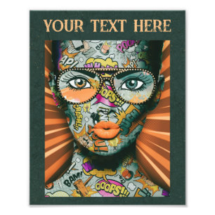 Impression Photo Femme artistique d'art de rue avec lettre sur son