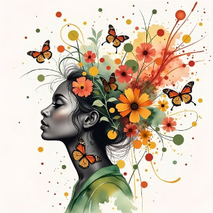 Impression Photo Femme aux papillons et fleurs (3 sur 4)