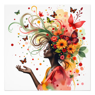 Impression Photo Femme aux papillons et fleurs (4 de 4)