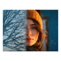 Femme dans un casquette, lac d'hiver