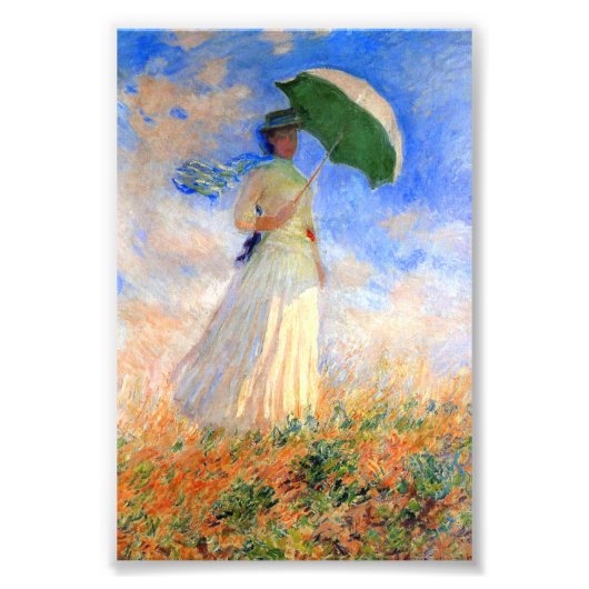 Impression Photo Femme Monet avec un parasol face droit (Devant)