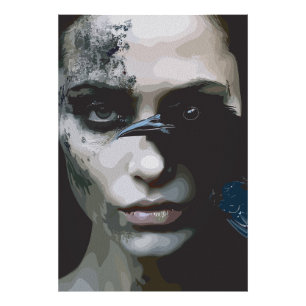 Impression Photo Femme mystérieuse au corbeau