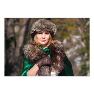 Impression Photo Femme rétro en hiver
