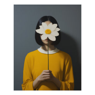 Impression Photo Femme robe jaune Fleur blanche