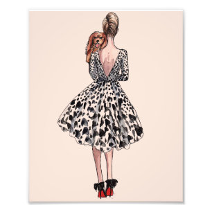 Impression Photo Femme tenant un chien illustration de mode