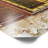 Impression Photo Fenêtre brisée rustique sur mur de pierre texturé (Coin)