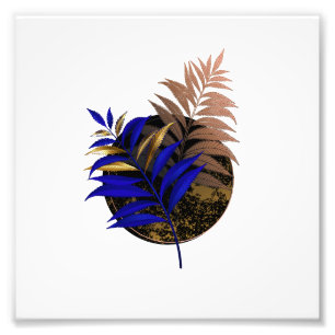Impression Photo Ferme bleue sur cercle noir