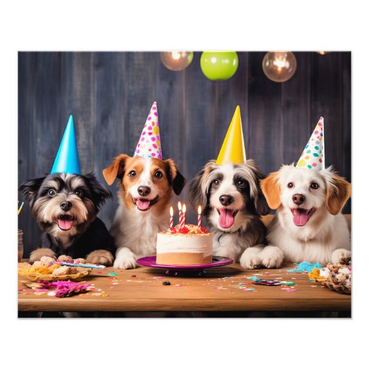 Impression Photo Fête d'anniversaire de chiens (Devant)