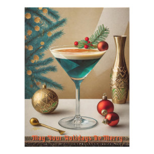Impression Photo Fête de cocktail de Noël du milieu du siècle Happy