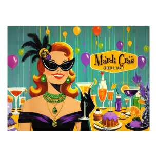 Impression Photo Fête de cocktail rétro Mardi Gras des années 50