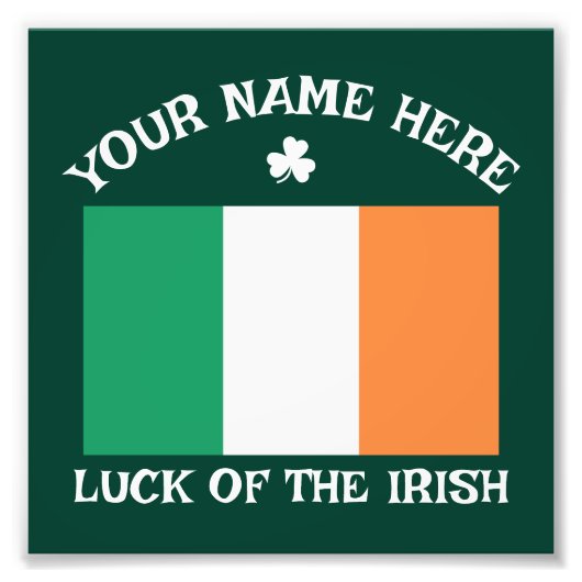 Impression Photo Fête de la Saint-Patrick Drapeau de l'Irlande Nom (Devant)