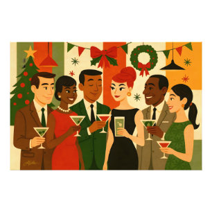 Impression Photo Fête de Noël au bureau au milieu des années 60