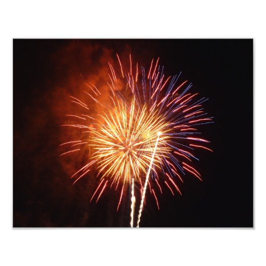 Impression Photo Feu d'artifice rouge, blanc et bleu I Patriotique (Devant)