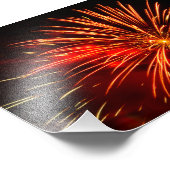 Impression Photo feu d'artifice rouge vif exposé dans le ciel noir (Coin)