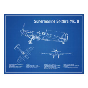 Impression Photo Feu Spitfire Supermarine - Plan directeur de l'avi