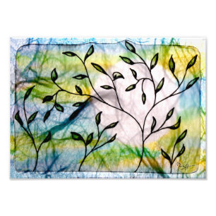 Impression Photo Feuille sur le vélin avec des aquarelles
