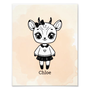 Impression Photo Fille Antilope Adorable - Dessin Mignon à Croquer