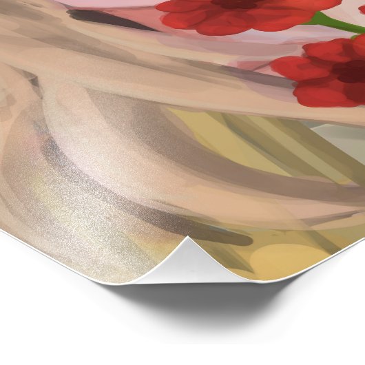 Impression Photo Fille aux fleurs rouges Art numérique dessiné à la (Coin)