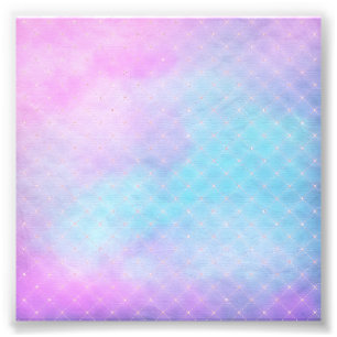 Impression Photo Fille bleu violet couleur pastel art aquarelle