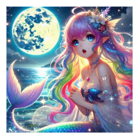 Fille d'anime chantant clair de lune pixie mermaid