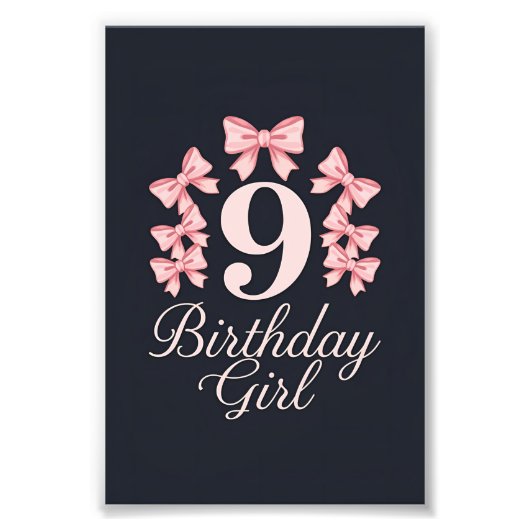 Impression Photo Fille d'anniversaire de 9 ans (Devant)