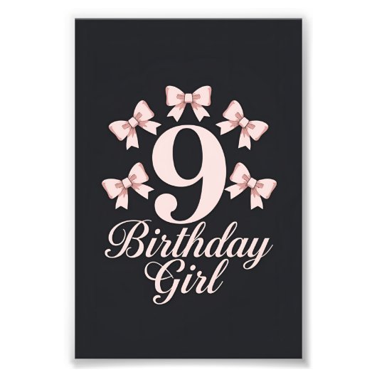 Impression Photo Fille d'anniversaire de 9 ans (Devant)