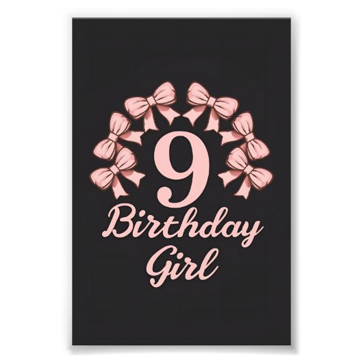 Impression Photo Fille d'anniversaire de 9 ans (Devant)