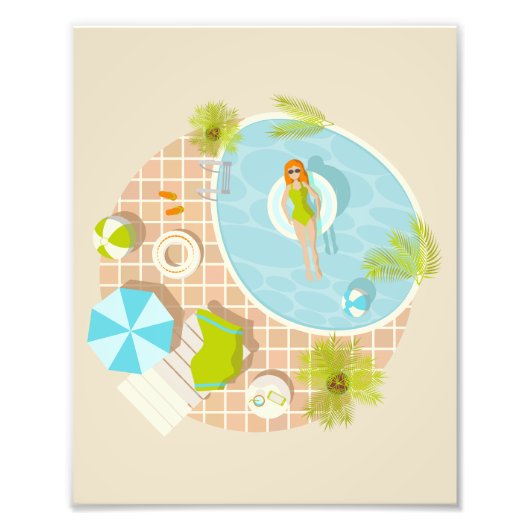 Impression Photo Fille de fête en piscine en bikini plage d'été  (Devant)