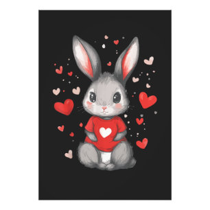 Impression Photo Fille du cœur amoureuse de lapin