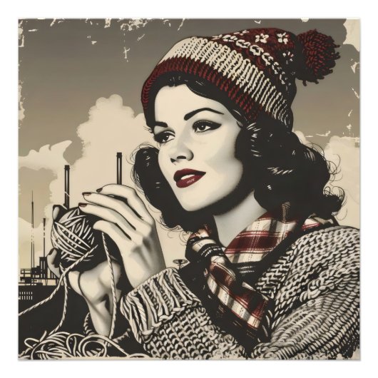 Impression Photo Fille et fil vintage (Devant)