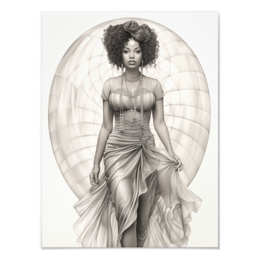 Impression Photo Fille exotique sur un canapé (Devant)