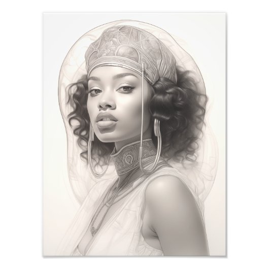 Impression Photo Fille exotique sur un canapé (Devant)