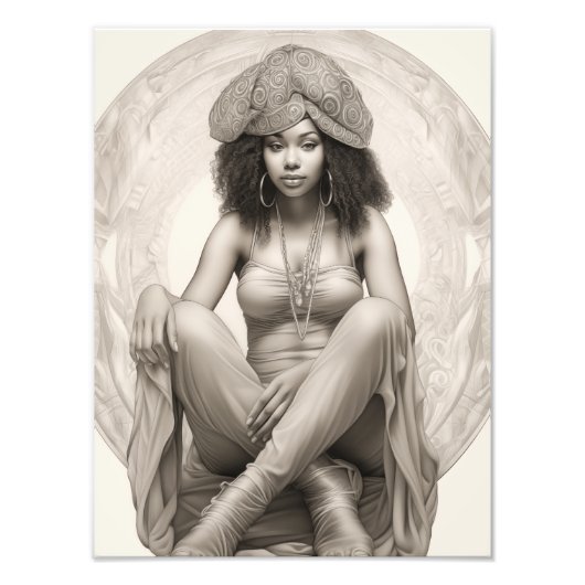 Impression Photo Fille exotique sur un canapé (Devant)