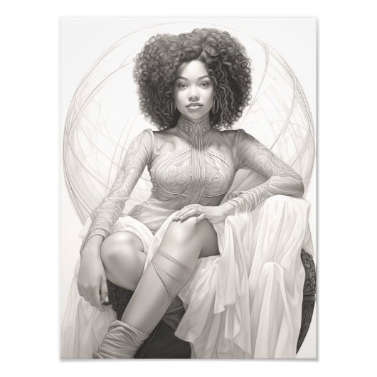 Impression Photo Fille exotique sur un canapé (Devant)