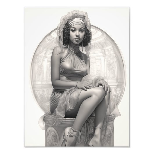 Impression Photo Fille exotique sur un canapé (Devant)